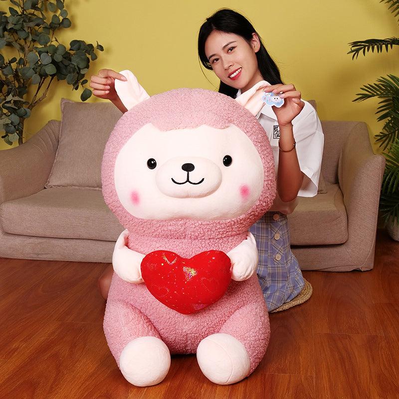 New Heart-hugging Alpaca Plush Toy Cute Sheep Doll Large Pillow Ragdoll Girls' Gifts