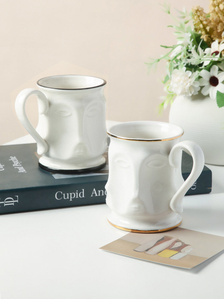 Elegant Nordic Ceramic Face Cup – A Touch of Art in Every Sip