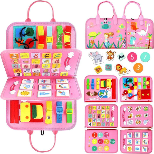 Montessori busy board with dressing buckles for toddlers by Zepivo