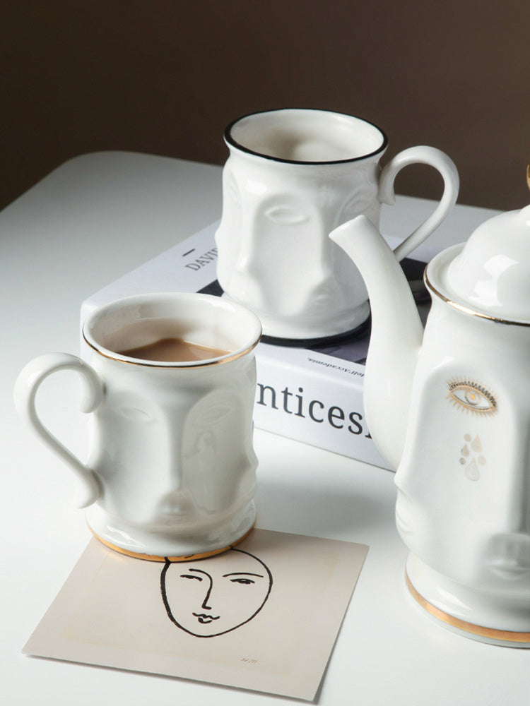 Elegant Nordic Ceramic Face Cup – A Touch of Art in Every Sip