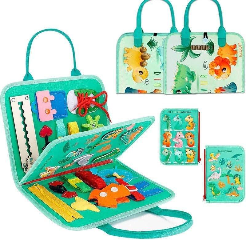 Montessori busy board with dressing buckles for toddlers by Zepivo