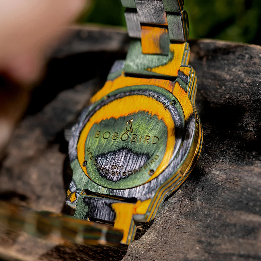 BOBO BIRD Wooden Echo Personalized Watch - Customizable & Unique Design For Men.