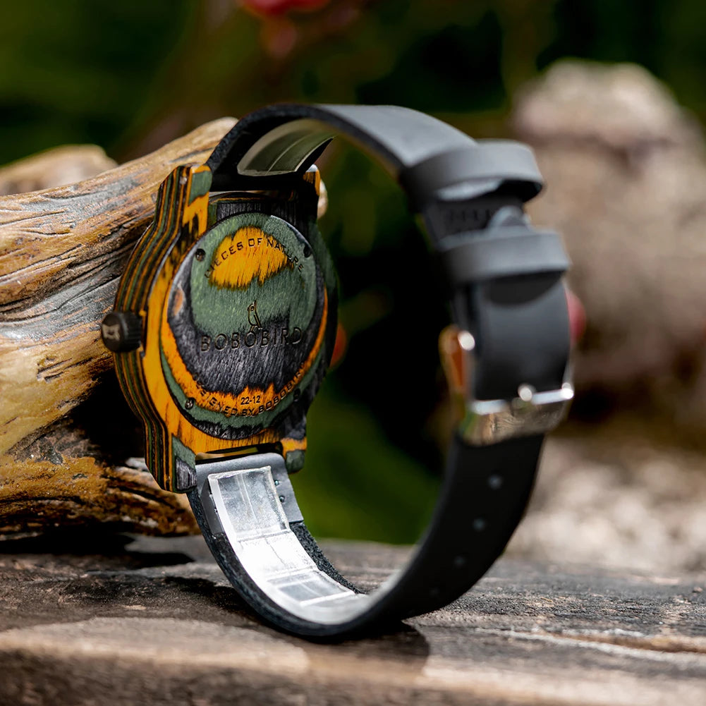 BOBO BIRD Wooden Echo Personalized Watch - Customizable & Unique Design For Men.