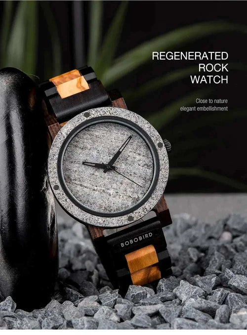 BOBO BIRD Steinuhr für Herren - Personalisierbares Holzarmband als Geschenk