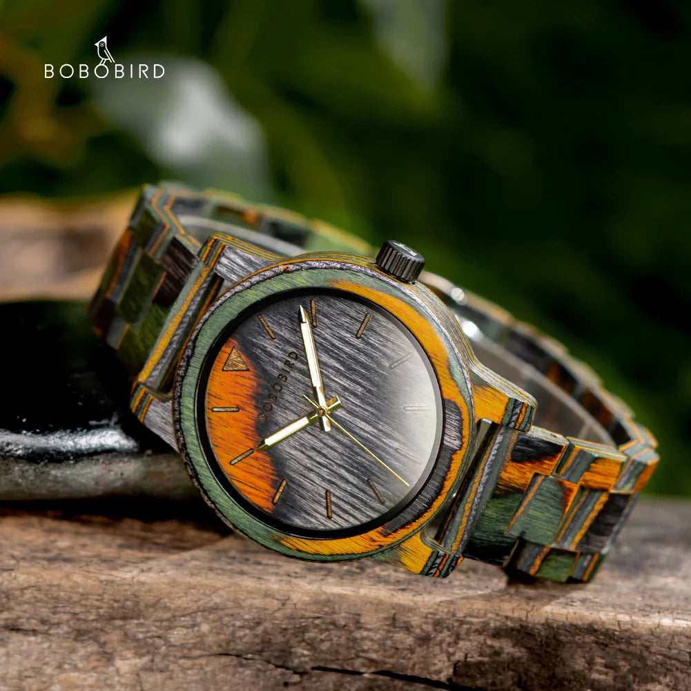 BOBO BIRD Wooden Echo Personalized Watch - Customizable & Unique Design For Men.