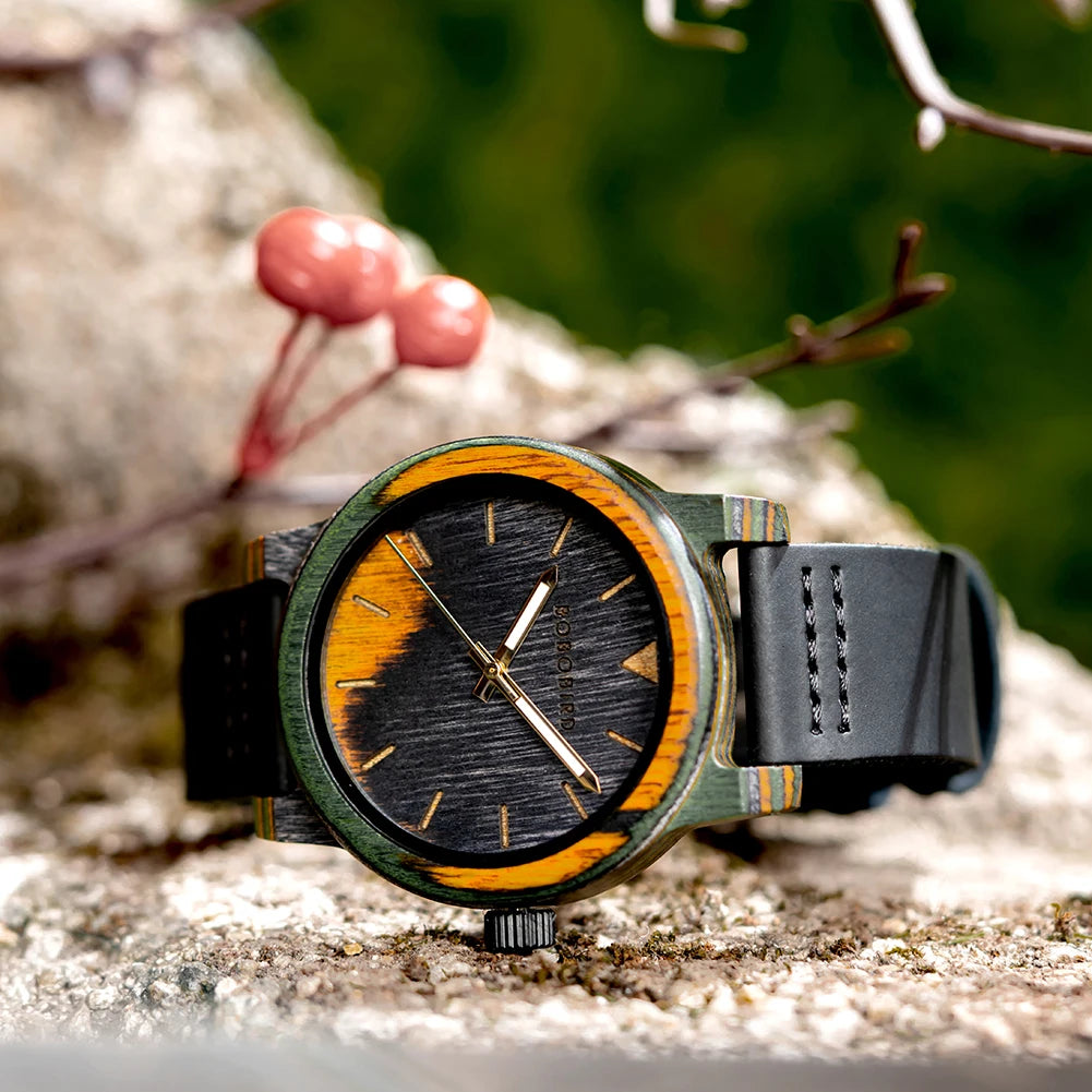 BOBO BIRD Wooden Echo Personalized Watch - Customizable & Unique Design For Men.