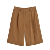 Half Sleeve Lace-up Suit Jacket Linen Leisure Mid Waist Shorts Suit