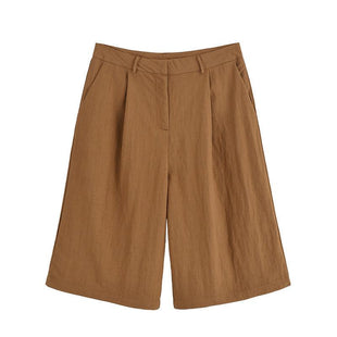 Half Sleeve Lace-up Suit Jacket Linen Leisure Mid Waist Shorts Suit