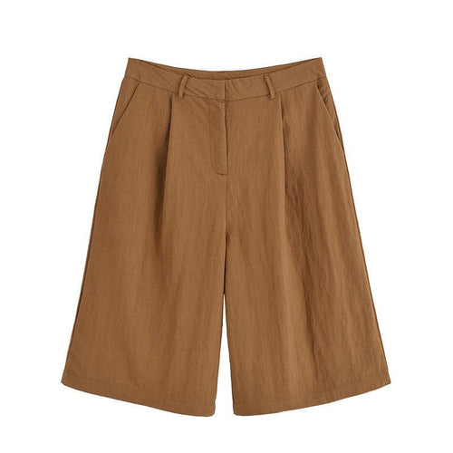 Half Sleeve Lace-up Suit Jacket Linen Leisure Mid Waist Shorts Suit