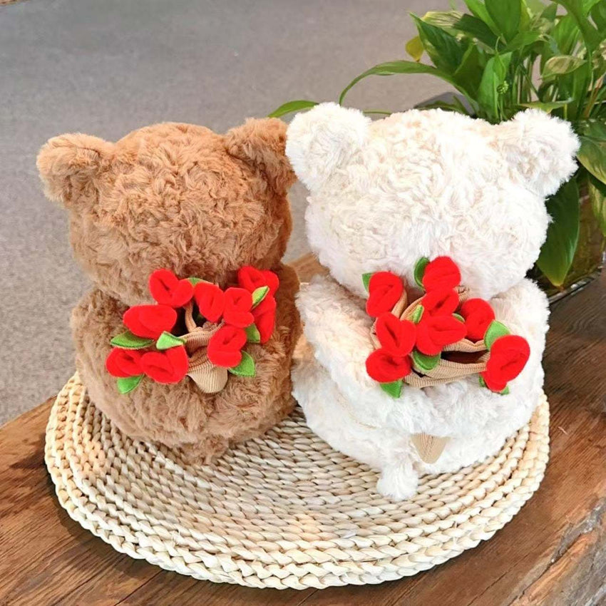 Rose Bouquet Bear Doll Plush Toy